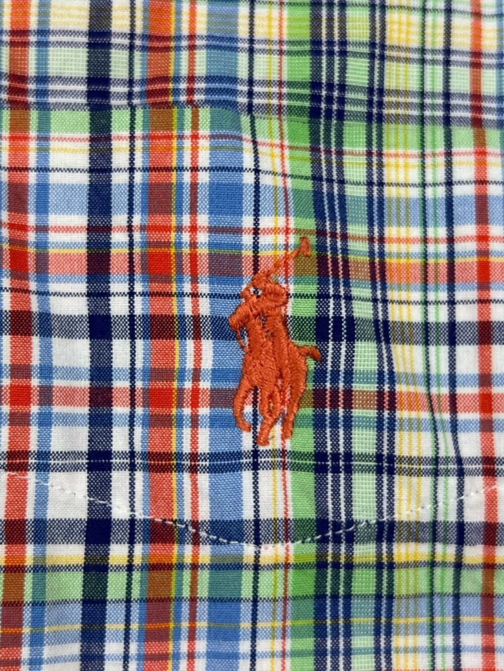 Ralph Lauren Classic Fit Button Up Shirt Cotton Adult Size XL Orange Green Plaid